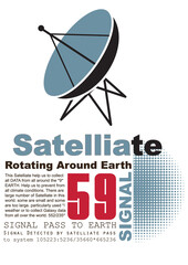 satellite dish antenna graphics with full body text for T-shirts design.