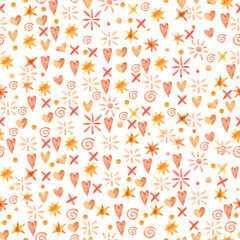 Seamless childish background in golden color. Fairytale background with curls.