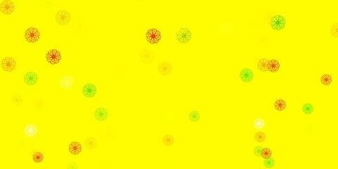 Light Red, Yellow vector doodle background with flowers.