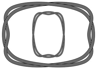 柔らかなストライプリボンの飾り罫（黒）