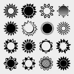 Sun set. Collection icon sun. Vector