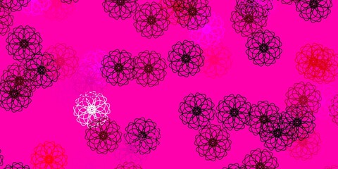 Light Pink vector doodle background with flowers.