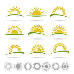 Sun set. Collection icon sun. Vector