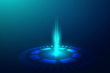 Abstract technology circle blue innovation concept on a dark background. Vector illustration