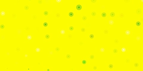 Light Green, Yellow vector doodle background with flowers.