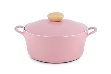 Pink cooking pot isolated on white background