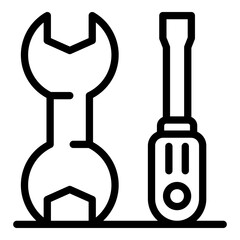 Key screwdriver repair icon. Outline key screwdriver repair vector icon for web design isolated on white background