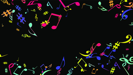 Musical Signs. Modern Background with Notes. Vector Element for Musical Poster, Banner, Advertising, Card. Minimalistic Simple Background.
