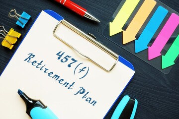 Business concept about 457(f) Retirement Plan with sign on the piece of paper.