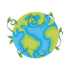 world planet earth ecology with branch and leafs