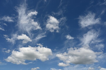 Naklejka na ściany i meble Summer blue sky and white clouds.