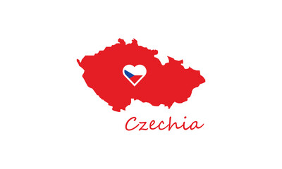 Czechia / Czech Republic map heart symbol love country vector illustration 