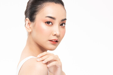 Beauty asian women portrait face with skin care healthy and skin.