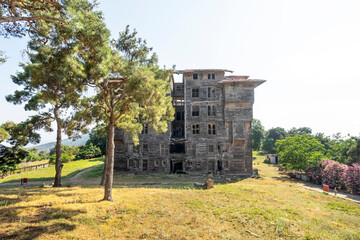 View of Prinkipo Greek Orthodox Orphanage (Turkish: Buyukada Rum Yetimhanesi) in Buyukada. Buyukada is a neighbourhood in the Adalar (Islands) district of Istanbul Province, Turkey.