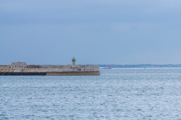 Aerial view of sailing boats, ships and yachts in Dun Laoghaire marina harbour, Ireland