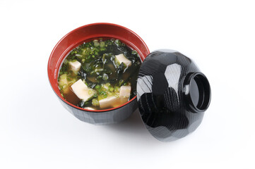 Miso Soup on white background