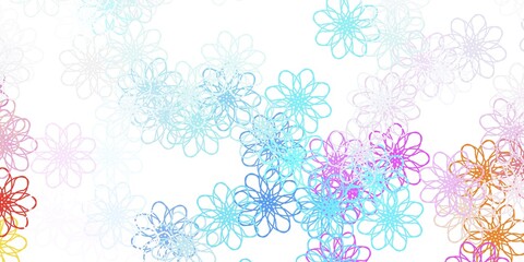 Light Multicolor vector doodle template with flowers.
