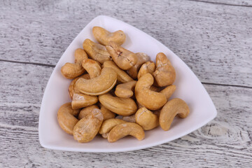 Cashew nuts heap in the bowl