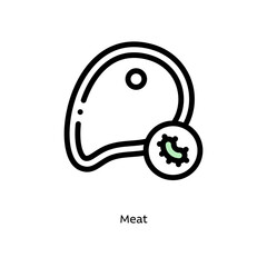 Obraz premium Meat germs, pathogenic bacteria, or viruses flat vector icon for science research apps and websites, black outlined icon on white background