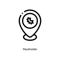 Placeholder with germs, pathogenic bacteria, or viruses flat vector icon for science research apps and websites, black outlined icon on white background