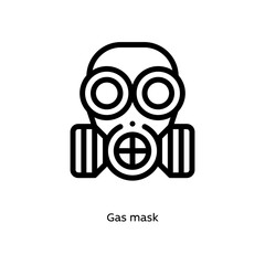 Gas mask for germs, pathogenic bacteria, or viruses flat vector icon for science research apps and websites, black outlined icon on white background