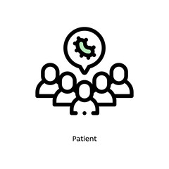 Patients of germs, pathogenic bacteria, or viruses flat vector icon for science research apps and websites, black outlined icon on white background