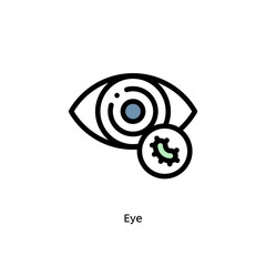 Eye germs, pathogenic bacteria, or viruses flat vector icon for science research apps and websites, black outlined icon on white background