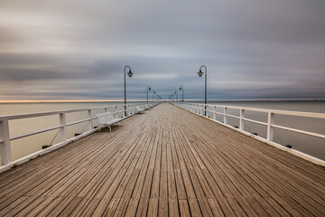 Stormy sunrise over the baltic sea in Gdynia Orlowo, Poland
