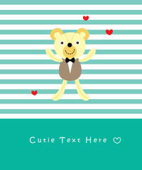 cute teddy bear cartoon greeting card vector
