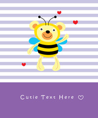 cute teddy bear cartoon greeting card vector
