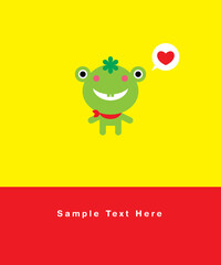 cute little frog valentine gift card vector