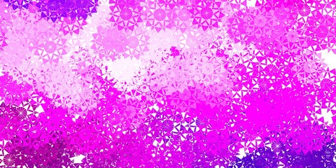 Light Purple, Pink vector background with christmas snowflakes.