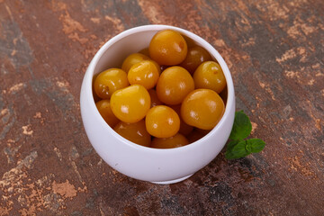 Yellow ripe cherry dessert