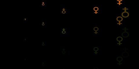 Dark Green, Yellow vector pattern with feminism elements.