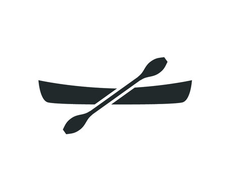Canoe icon.  Canoe with paddle icon. Paddle vector