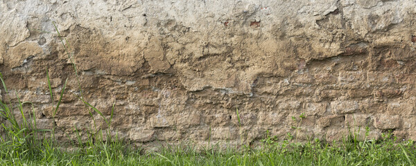 Ruined bricks background, architecture concepts, copy space photo