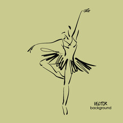 art sketched beautiful young ballerina with tutu in ballet dance on studio © Irina_QQQ
