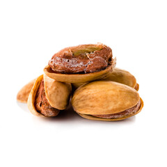 Pistachios on a white background