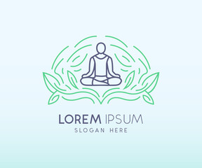 yoga nature illustration logo design