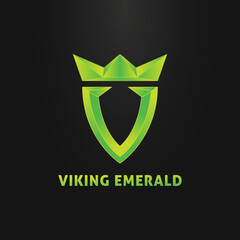 viking emerald illustration logo design