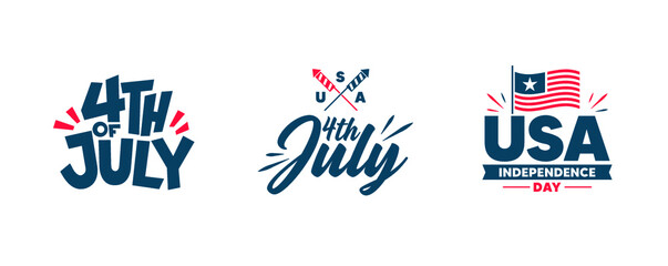 Independence day. Happy 4th of july banners, flyers. Red and blue colors. - obrazy, fototapety, plakaty