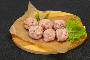 Homemade raw pork minced meatball for cooking