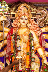 Omnipotent Goddess Durga With Trident To Protect The Society.