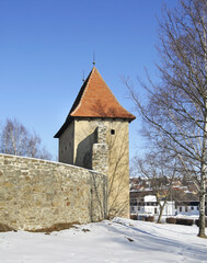 Fototapeta na wymiar City wall in Kezmarok. Slovakia