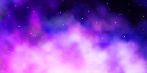 Light Purple vector background with colorful stars. Shining colorful illustration with small and big stars. Design for your business promotion.