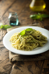 Spaghetti with pesto sauce