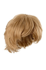 Fototapeta premium Subject shot of a natural looking blonde wig with bangs. The short wig is isolated on the white background. 