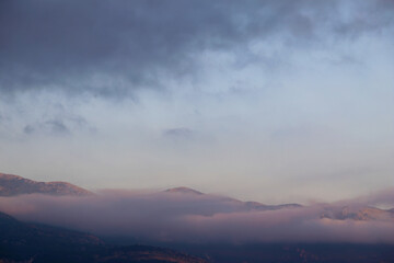 Mountains in the clouds and mist