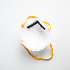 inside of a surgical mask on a white background