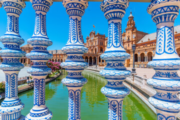 Plaza de Espana viewed through ceramic tiles, Sevilla, Spain